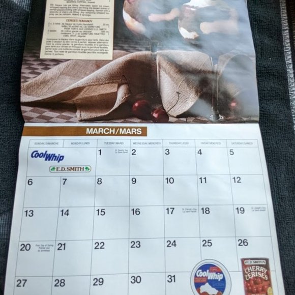 15% OFF Vintage 1988 Calendar/Planner Featuring Monthly Recipes © 1987 - Picture 12 of 16